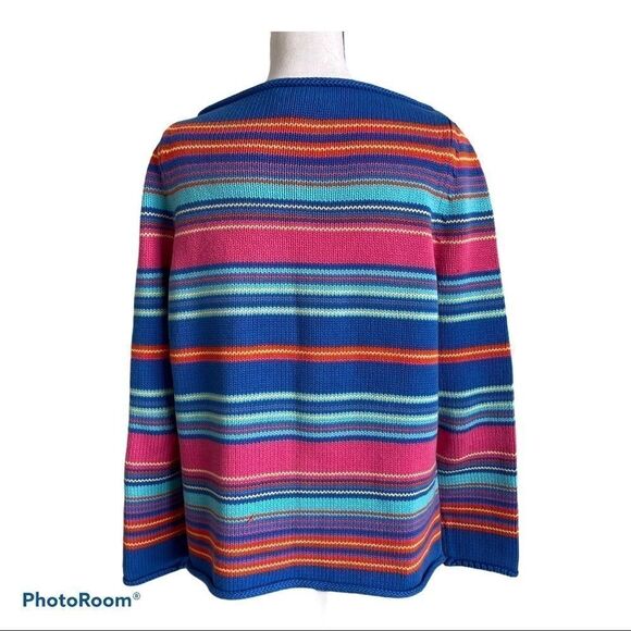 Lauren by Ralph Lauren Bright Colored Cotton Striped Sweater - Large - Picture 10 of 10